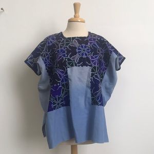 Mexican embroidered poncho top